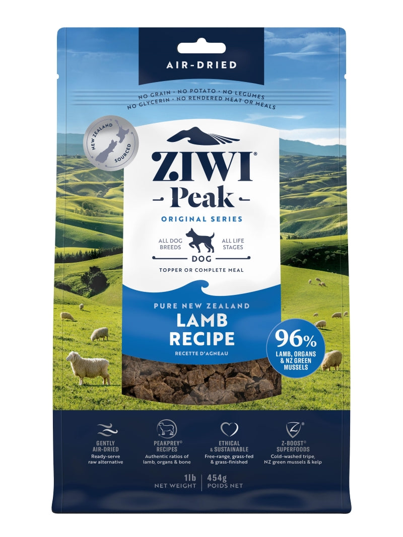 Ziwi Peak Air Dried Dog Food Lamb 454g / 1kg / 2.5kg / 4kg
