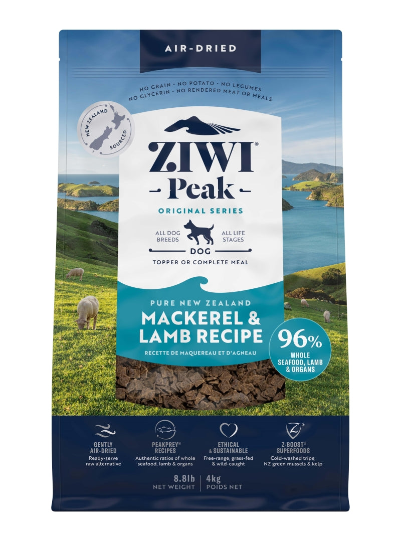 Ziwi Peak Air Dried Dog Food Mackerel & Lamb 454g / 1kg / 2.5kg / 4kg
