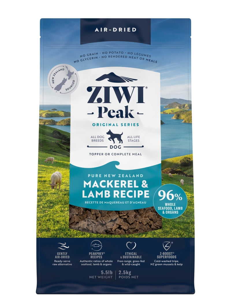 Ziwi Peak Air Dried Dog Food Mackerel & Lamb 454g / 1kg / 2.5kg / 4kg
