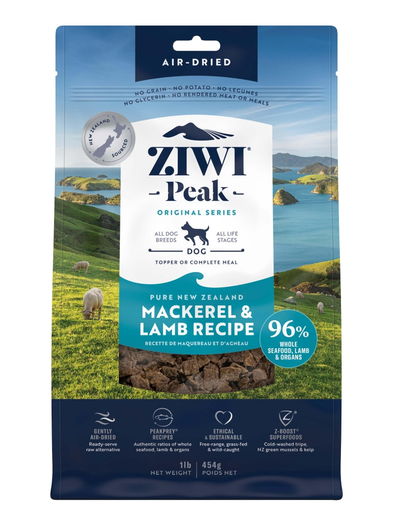 Ziwi Peak Air Dried Dog Food Mackerel & Lamb 454g / 1kg / 2.5kg / 4kg