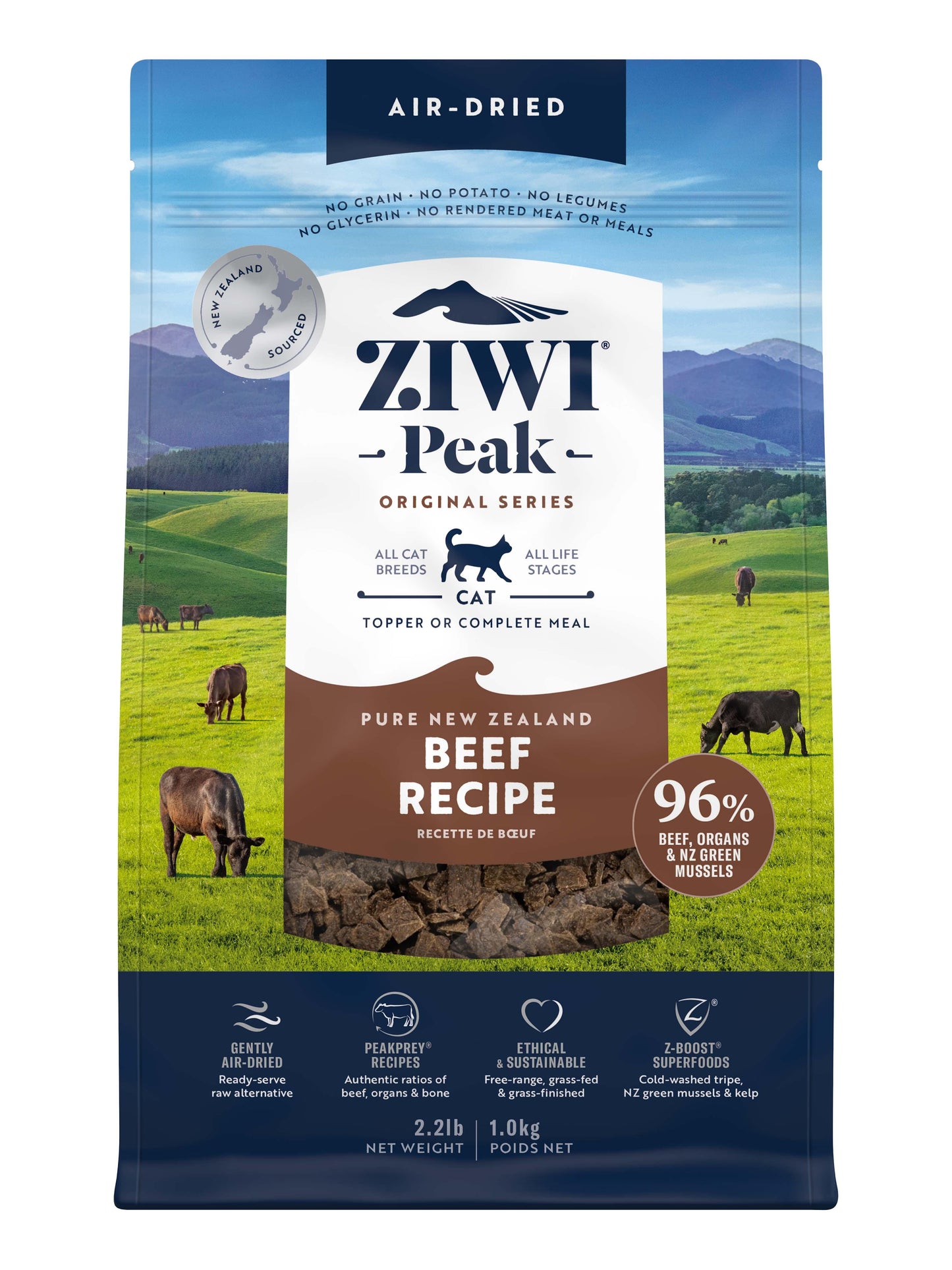 Ziwi Peak Air Dried Cat Food Beef 400g / 1kg