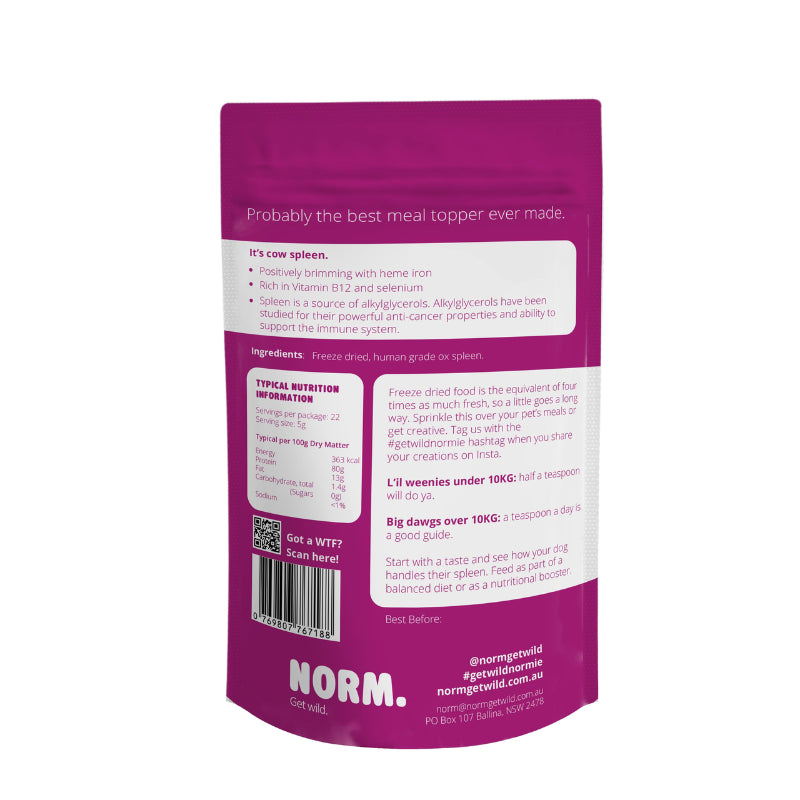 Norm Ox Spleen Meal Topper Powdered Milkshake