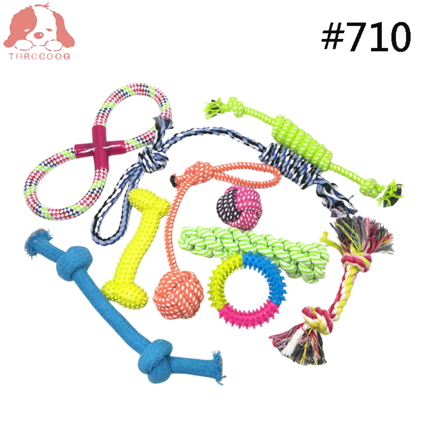 Pet Dog Chew Toy Combination Set Cotton Clean Teeth Rope Frisbee Ball Molar