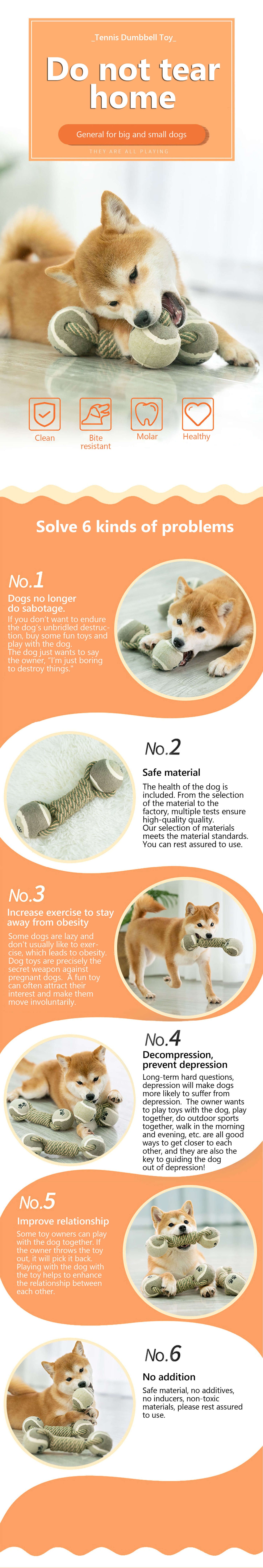 Pet Dog Double-headed Ball Rope Knot Toy Molar Teeth Resistant Clean Chew Tug