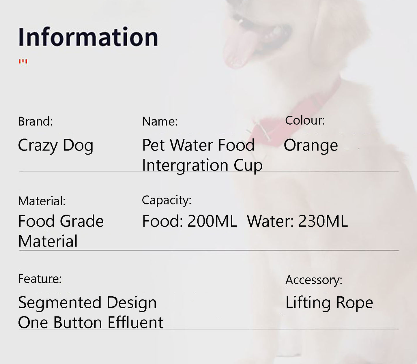 Pet Drinking & Food Feeder 2-in-1 Portable Outdoor Bottle
