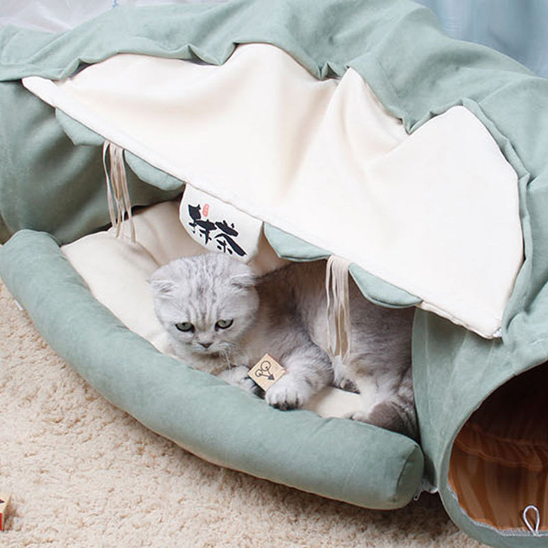 Cat Pet House & Tunnel - All-Season Pet Bed and Toy