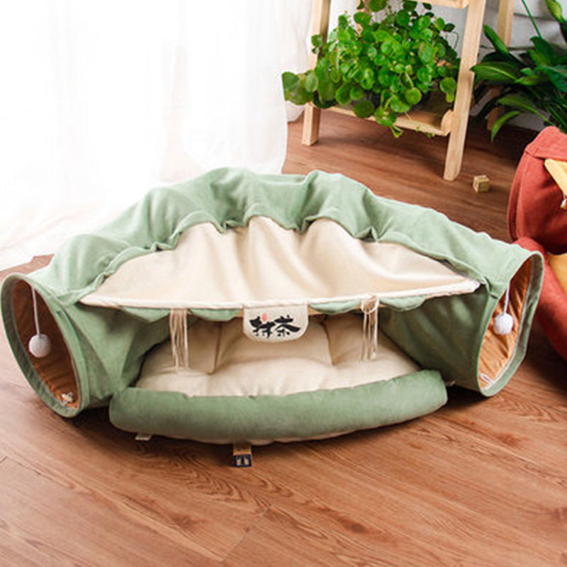 Cat Pet House & Tunnel - All-Season Pet Bed and Toy