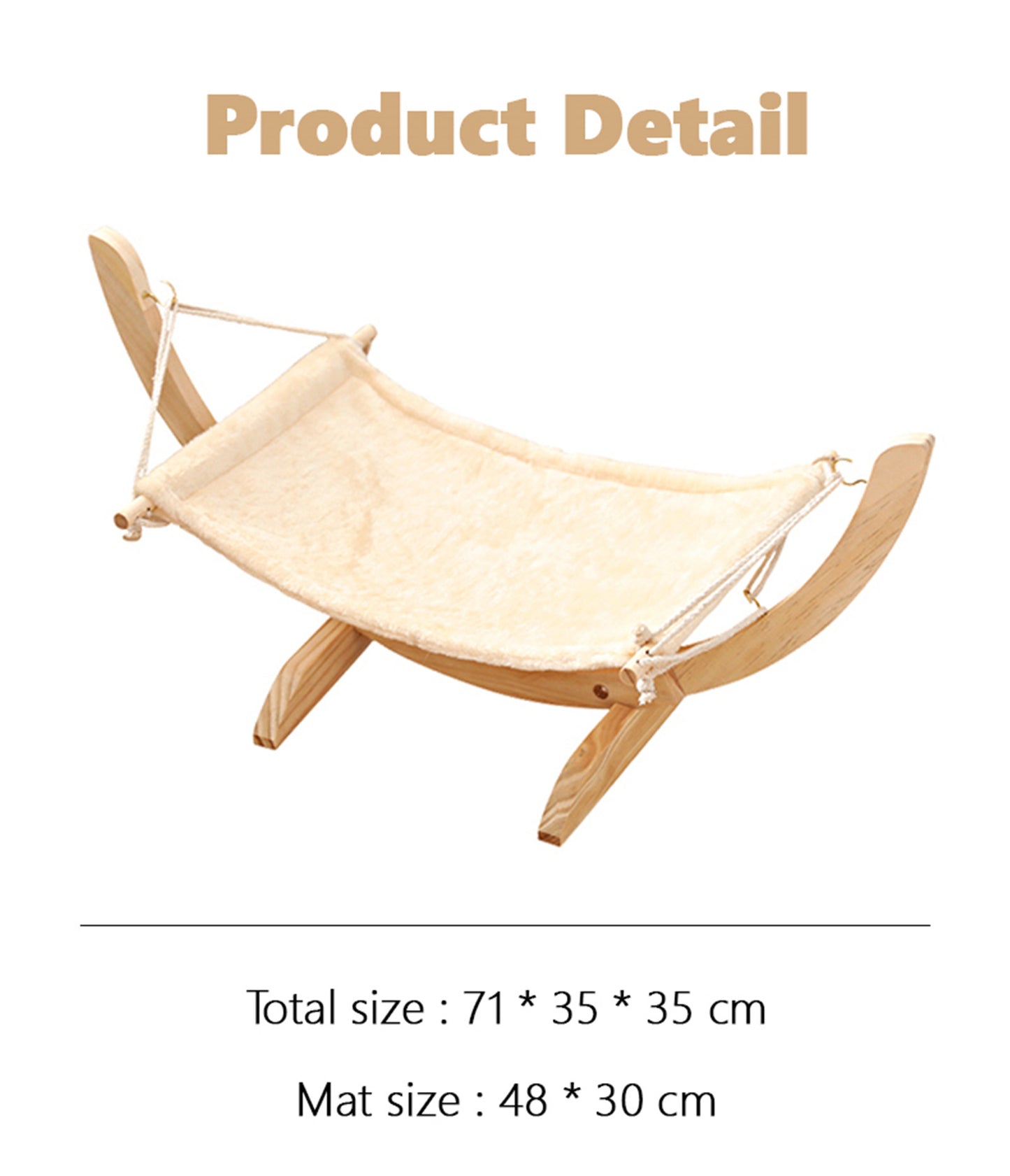 Hanging Wooden Cat Hammock Premium Pet Lounger for Cats
