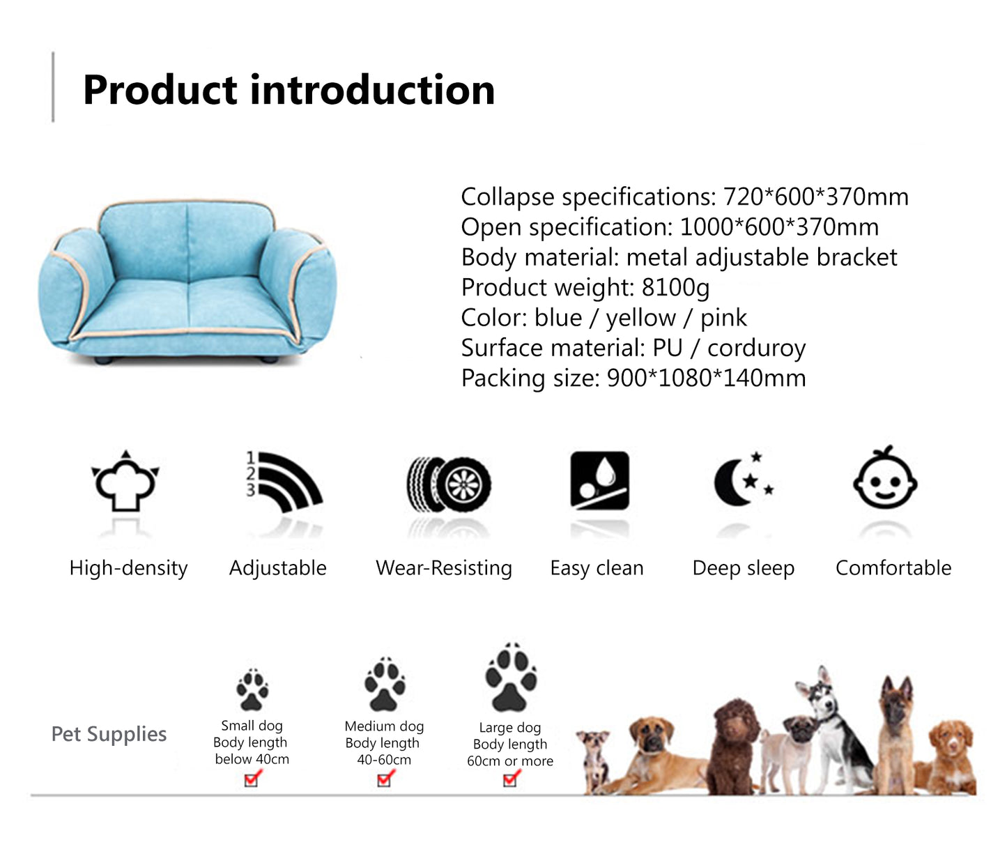 Pet Cat Dog Adjustable Comfortable Sofa Bed Corduroy Leather