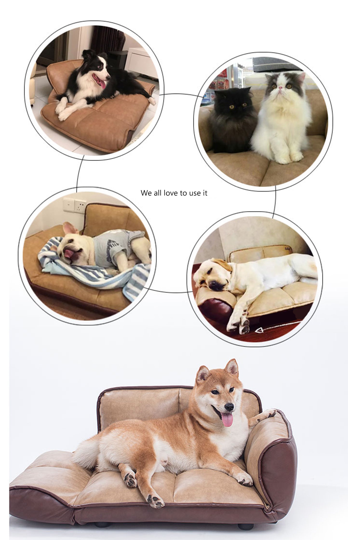 Pet Cat Dog Adjustable Comfortable Sofa Bed Corduroy Leather