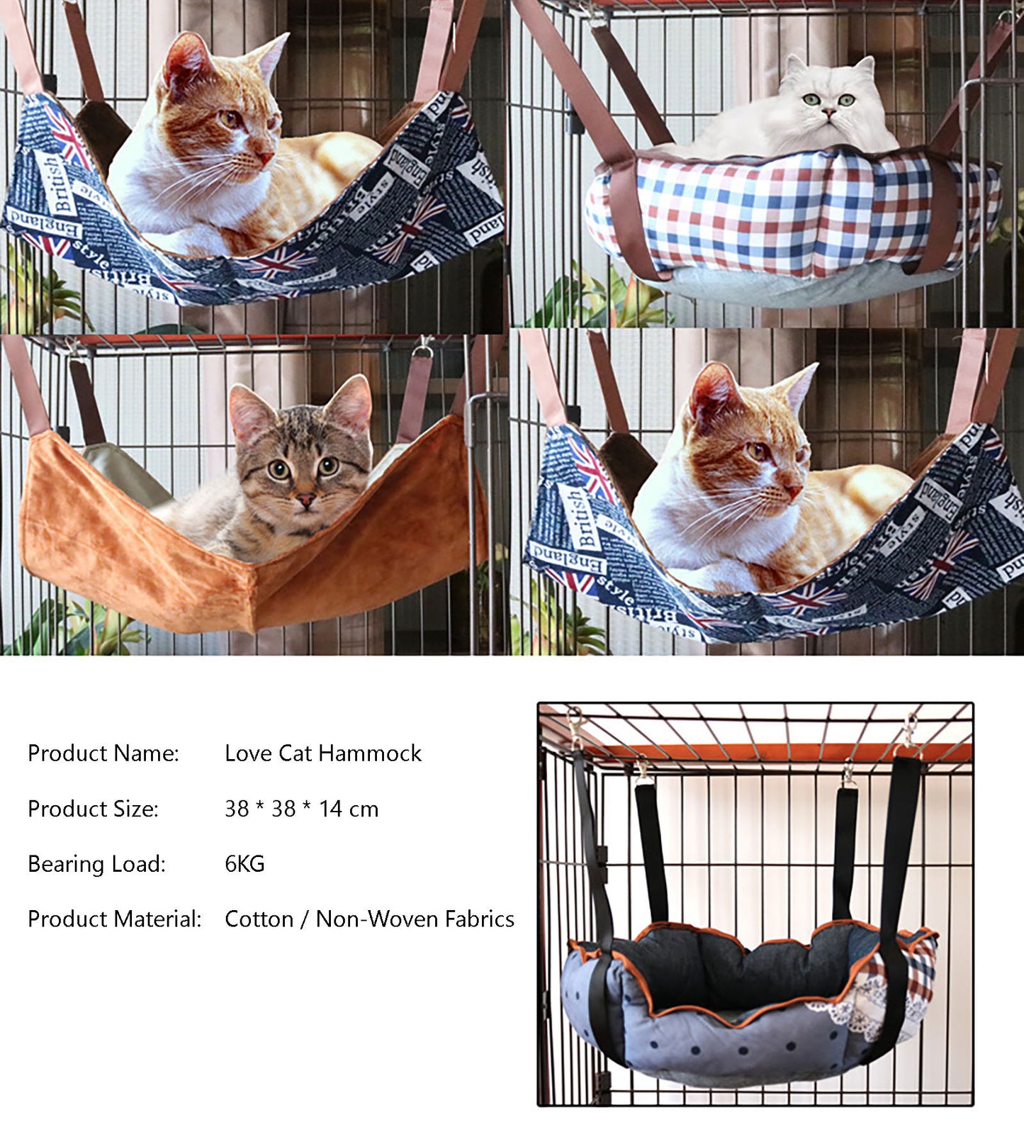 Warm Winter Cat Hammock Bed Soft Comfortable Spacious Hanging Bed
