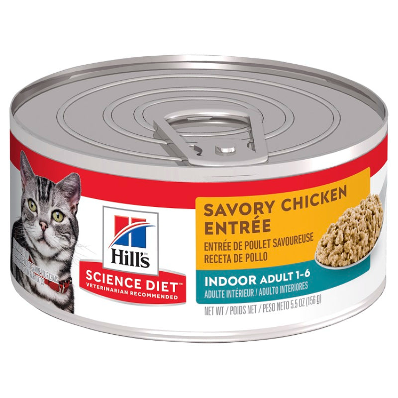HILLS CAT CANNED FOOD ADULT INDOOR SAVORY CHICKEN 156G