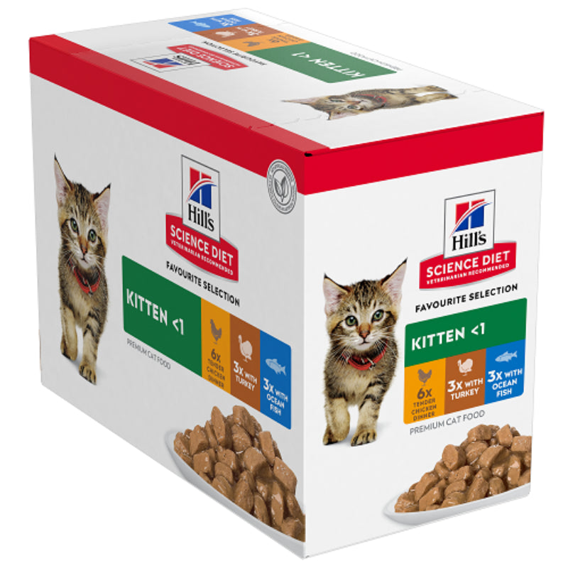 HILLS KITTEN CAT FOOD FAVORITE SELECTION VARIETY POUCHES 12PK