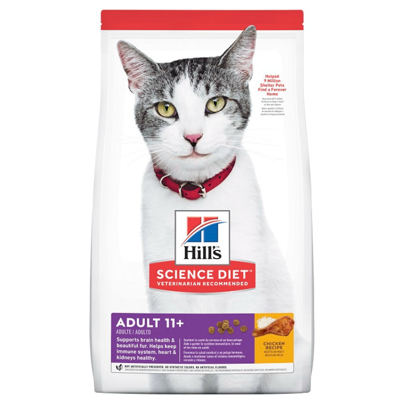 HILLS CAT FOOD ADULT 11+ AGE DEFYING CHICKEN RECIPE 1.58KG / 3.17KG