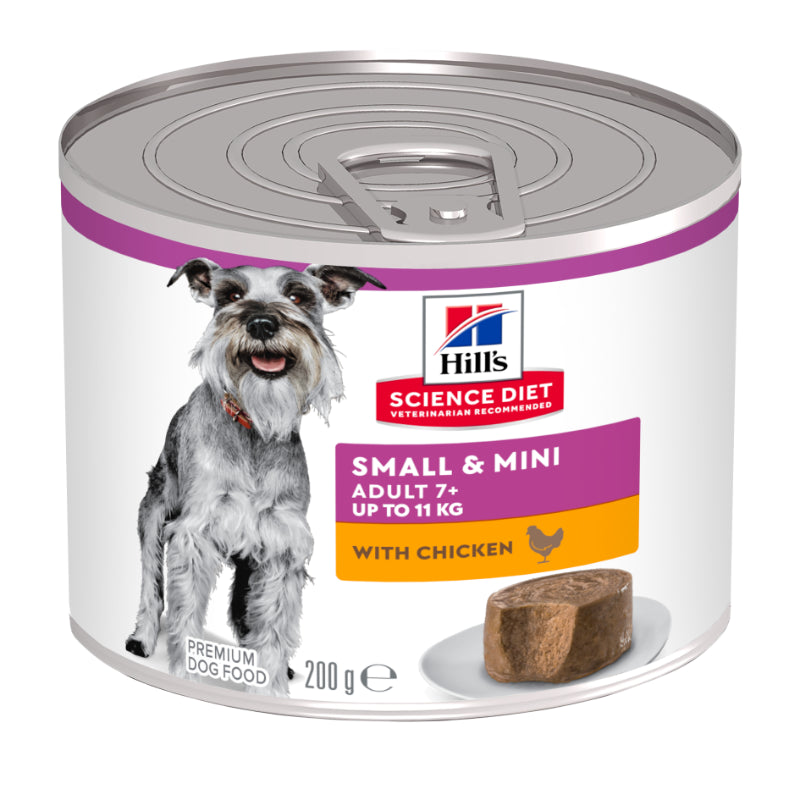 HILLS DOG CANNED FOOD ADULT 7+ SMALL & MINI CHICKEN 200G