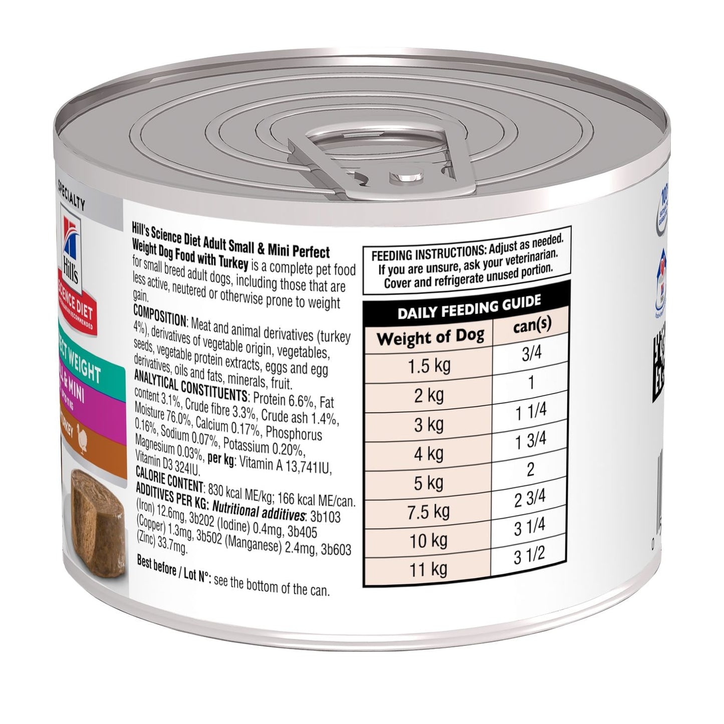 HILLS CANNED FOOD SMALL & MINI DOG ADULT PERFECT WEIGHT MOUSSE WITH TURKEY 200G