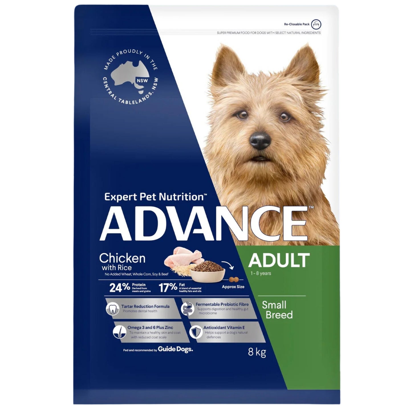 ADVANCE DOG ADULT TOY SMALL BREED CHICKEN WITH RICE 800G/3KG/8KG