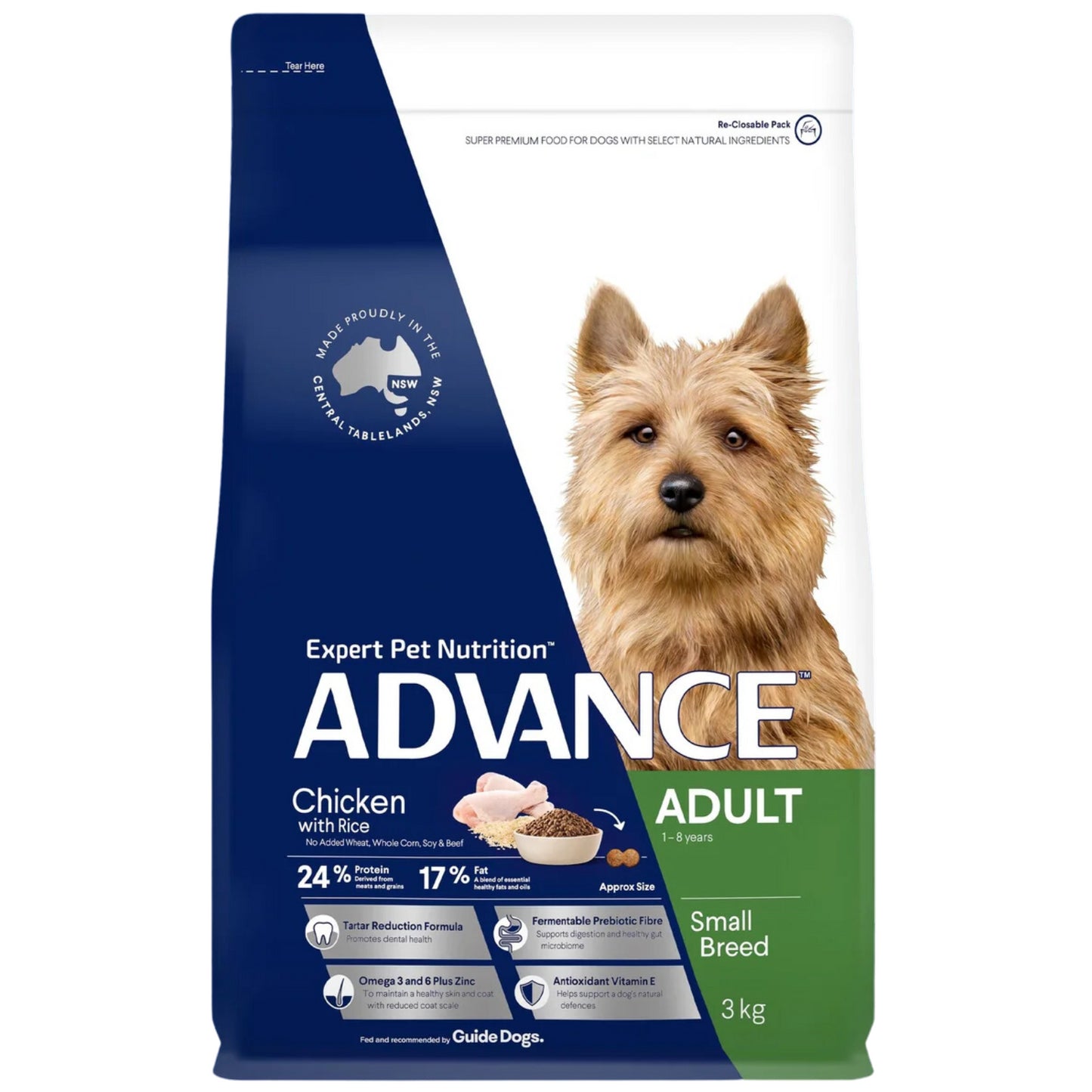 ADVANCE DOG ADULT TOY SMALL BREED CHICKEN WITH RICE 800G/3KG/8KG