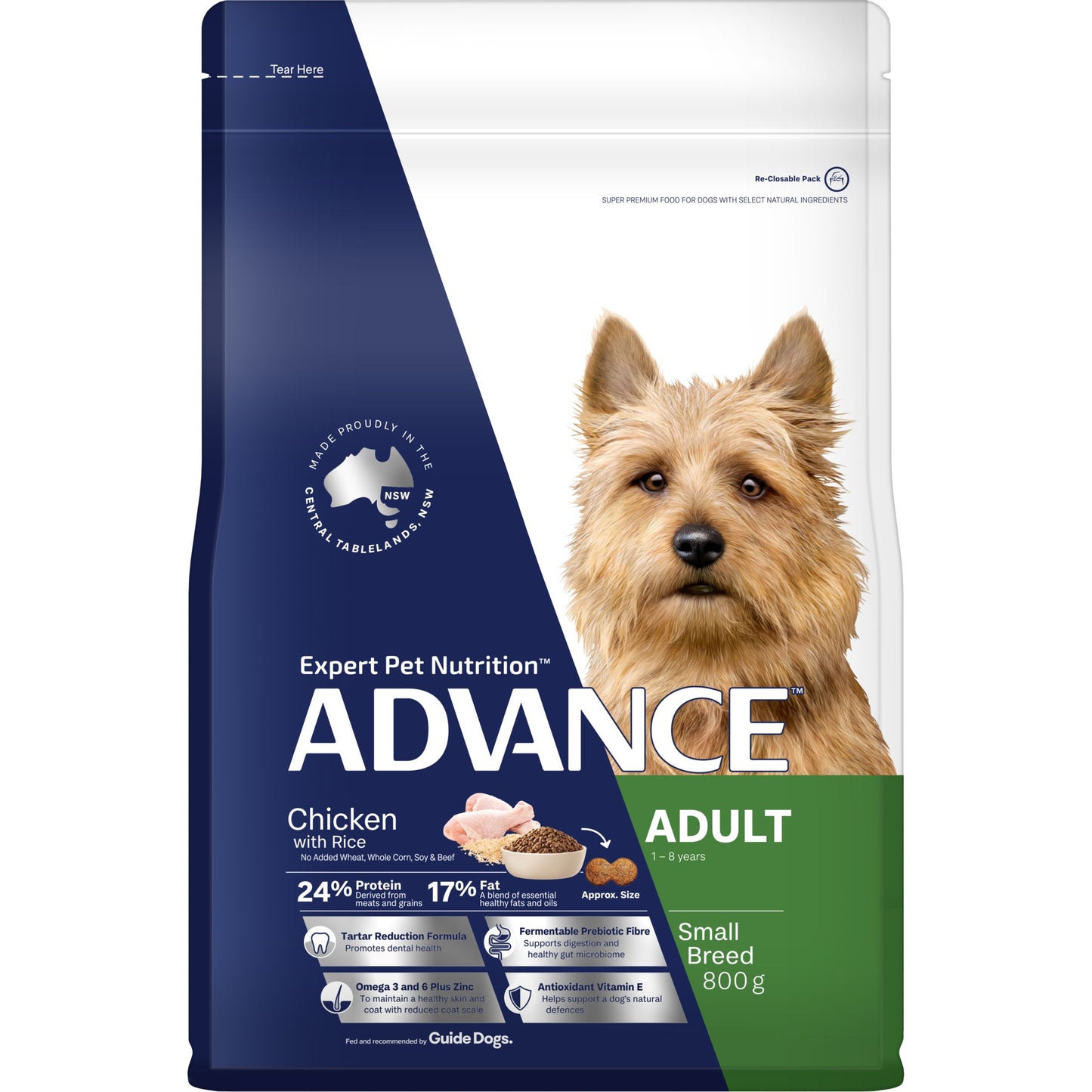 ADVANCE DOG ADULT TOY SMALL BREED CHICKEN WITH RICE 800G/3KG/8KG