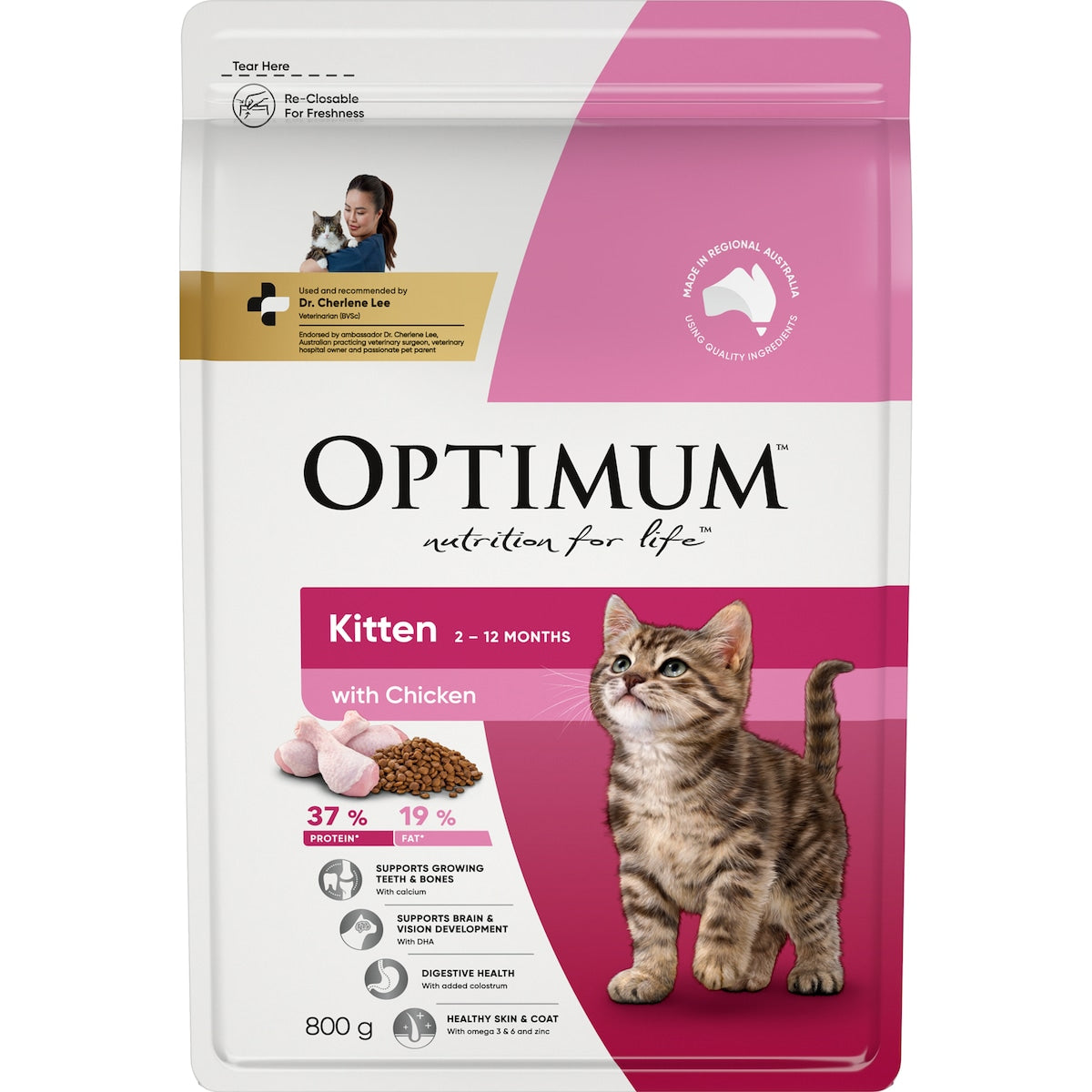 OPTIMUM CAT DRY FOOD KITTEN WITH CHICKEN 800G