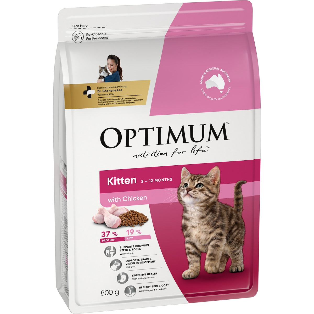 OPTIMUM CAT DRY FOOD KITTEN WITH CHICKEN 800G