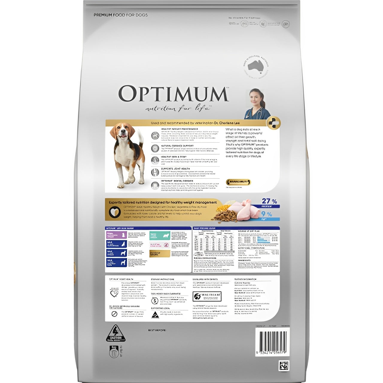 OPTIMUM ADULT ALL BREEDS DOG FOOD HEALTHY WEIGHT CHICKEN VEGETABLE RICE 13KG