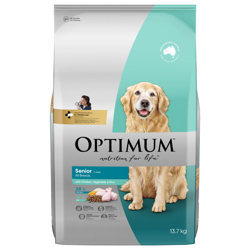 OPTIMUM SENIOR ALL BREEDS DOG FOOD WITH CHICKEN VEGETABLE RICE 2.7KG / 13.7KG