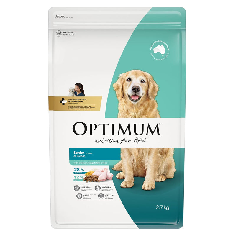 OPTIMUM SENIOR ALL BREEDS DOG FOOD WITH CHICKEN VEGETABLE RICE 2.7KG / 13.7KG