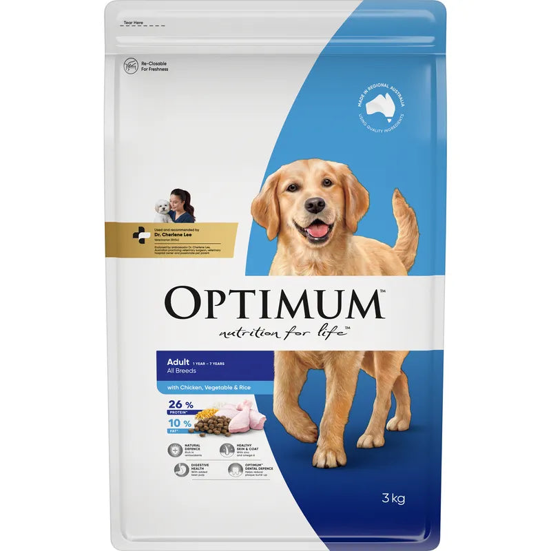 OPTIMUM ADULT ALL BREEDS DOG FOOD CHICKEN VEGETABLE RICE 3KG/15KG