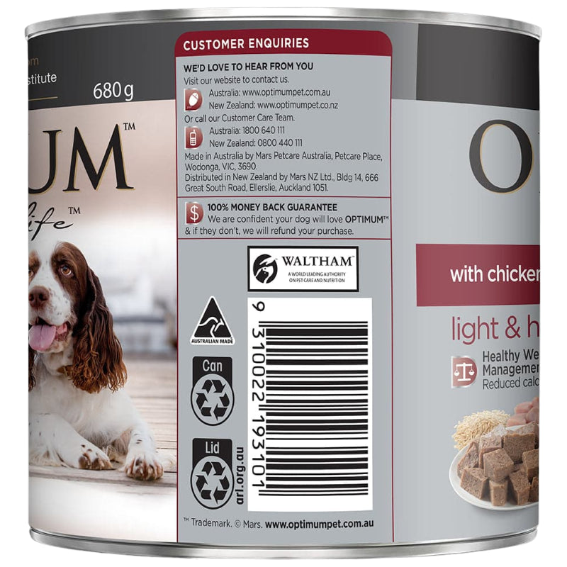 OPTIMUM DOG WET FOOD HEALTHY WEIGHT WITH CHICKEN RICE 680G