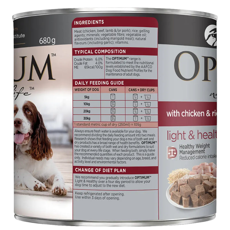 OPTIMUM DOG WET FOOD HEALTHY WEIGHT WITH CHICKEN RICE 680G