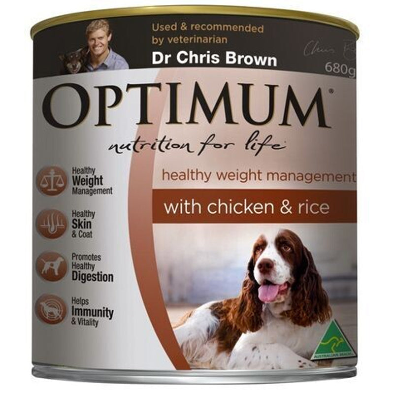 OPTIMUM DOG WET FOOD HEALTHY WEIGHT WITH CHICKEN RICE 680G
