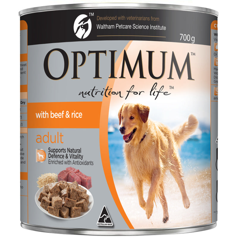 OPTIMUM ADULT DOG WET FOOD WITH BEEF AND RICE 700G