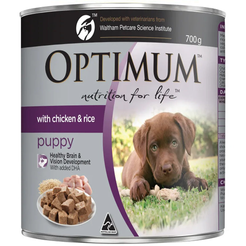OPTIMUM PUPPY DOG WET FOOD WITH CHICKEN AND RICE 700G