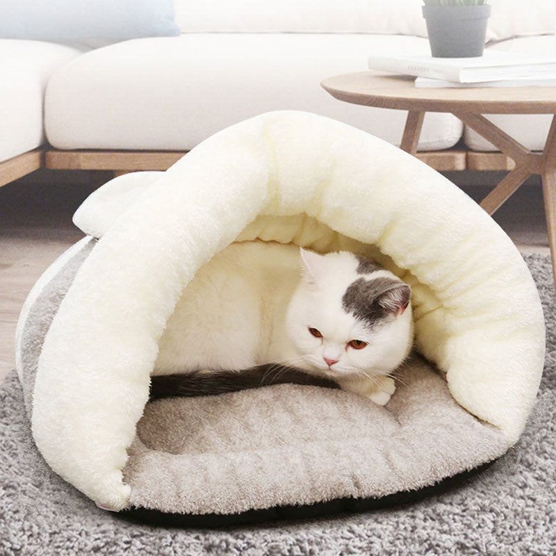 CURLY TAIL Pet Bed Kennel Puppy Cave Super Soft Velvet Pet Warmer Cat Dog House