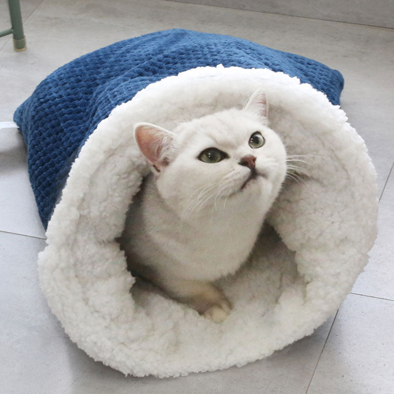 CURLY TAIL Pet Bed Kennel Puppy Cave Super Soft Velvet Pet Warmer Cat Dog House