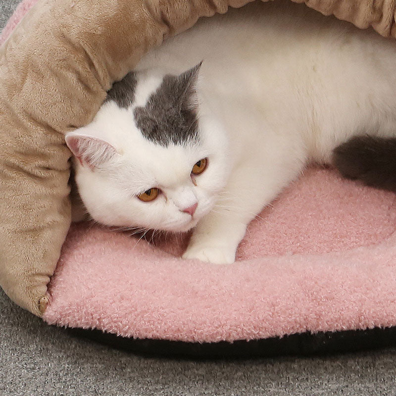 CURLY TAIL Pet Bed Kennel Puppy Cave Super Soft Velvet Pet Warmer Cat Dog House