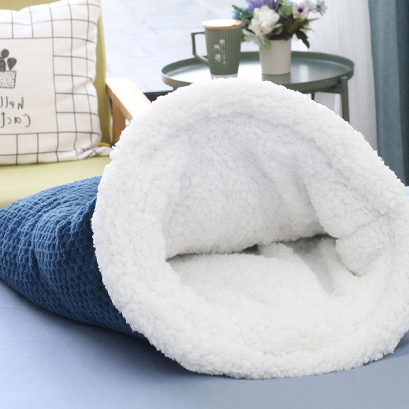 CURLY TAIL Pet Bed Kennel Puppy Cave Super Soft Velvet Pet Warmer Cat Dog House