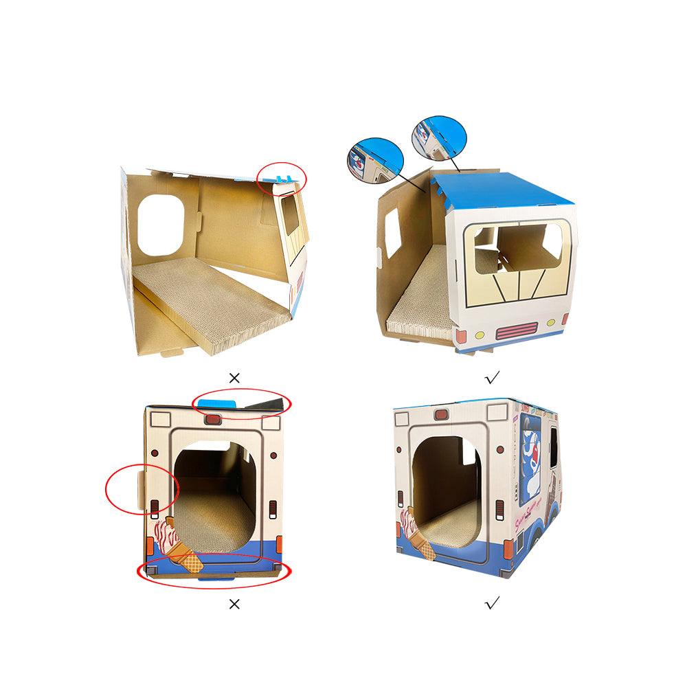 ZODIAC Cat Scratcher-Ice Cream Van- Blue 38x 39x 37 cm