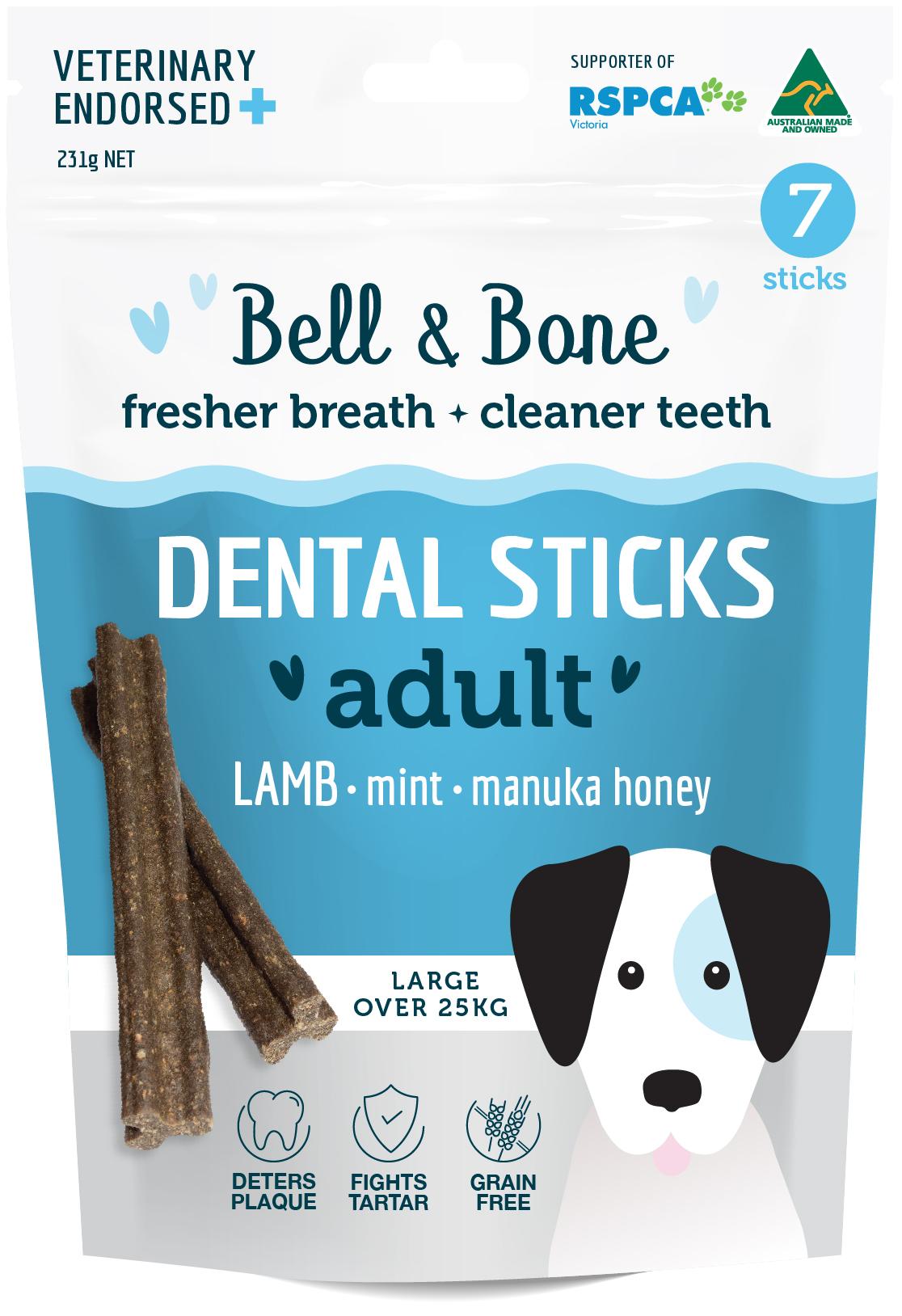 Bell & Bone Large / Medium / Small Dental Sticks - Lamb, Mint and Manuka Honey