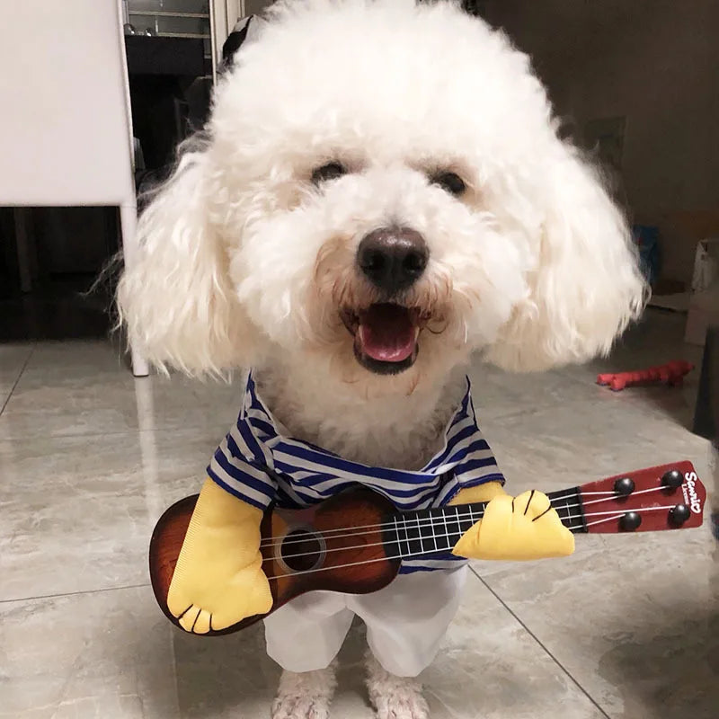 Pet Guitar Costume Funny Dog Costumes Guitarist Player Halloween Christmas Cosplay Party Dog Cat Clothes Dressing Up Outfits