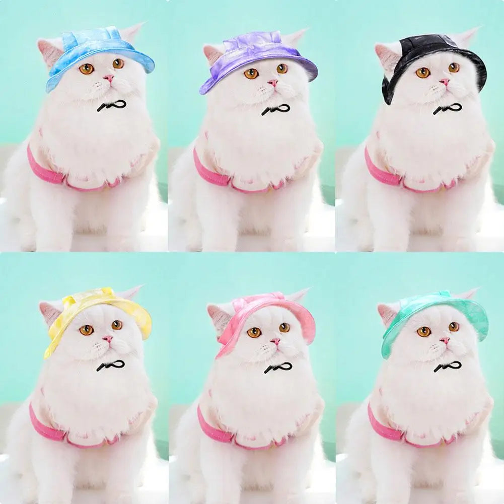 Small Dog Cat Hats Adjustable Outdoor Travel Sun Protection Sport Hat For Cat Chihuahua Cap Anti Stripping Ears Bucket Hat M9S7