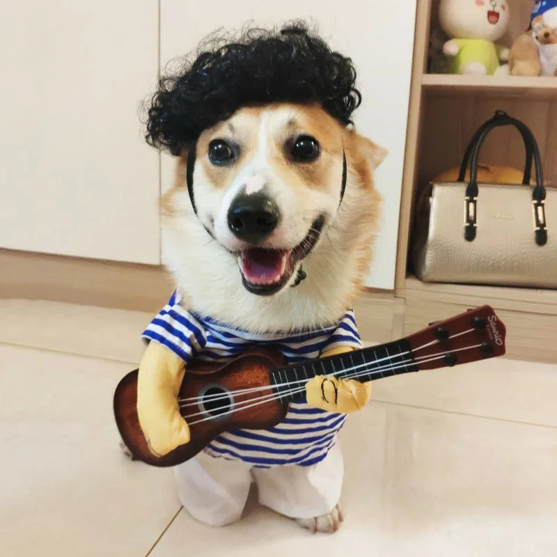 Pet Guitar Costume Funny Dog Costumes Guitarist Player Halloween Christmas Cosplay Party Dog Cat Clothes Dressing Up Outfits