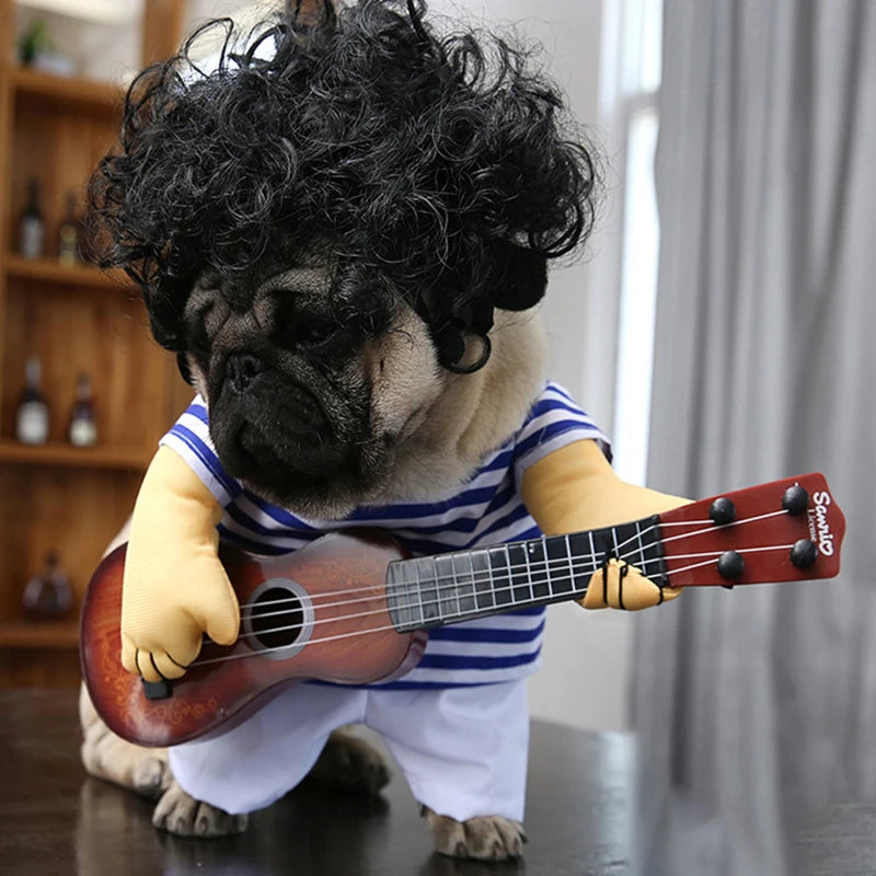 Pet Guitar Costume Funny Dog Costumes Guitarist Player Halloween Christmas Cosplay Party Dog Cat Clothes Dressing Up Outfits