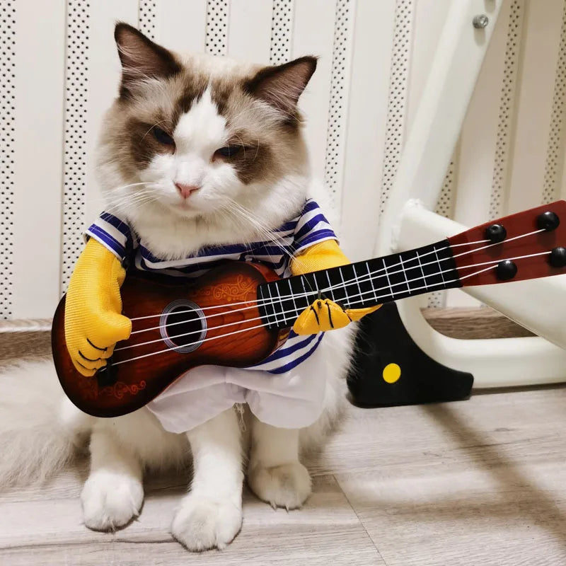 Pet Guitar Costume Funny Dog Costumes Guitarist Player Halloween Christmas Cosplay Party Dog Cat Clothes Dressing Up Outfits