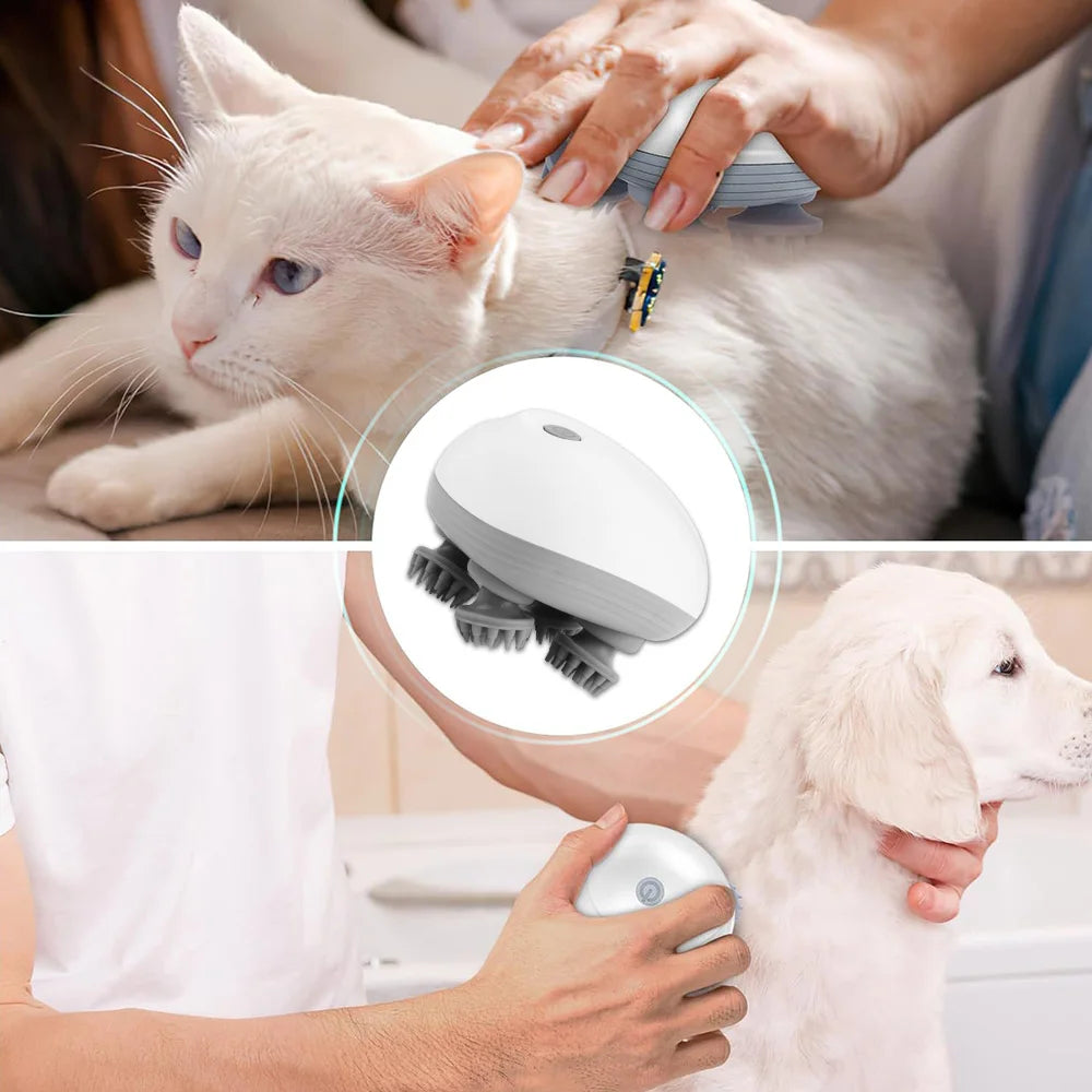 Electric Head Scalp Massager with 4 Kneading Massage Heads Body Deep Tissue Massager for Hair Growth Relaxtion and Cat Pet Claw