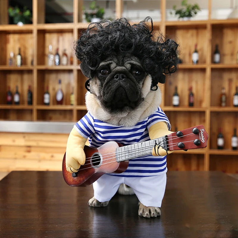 Pet Guitar Costume Funny Dog Costumes Guitarist Player Halloween Christmas Cosplay Party Dog Cat Clothes Dressing Up Outfits