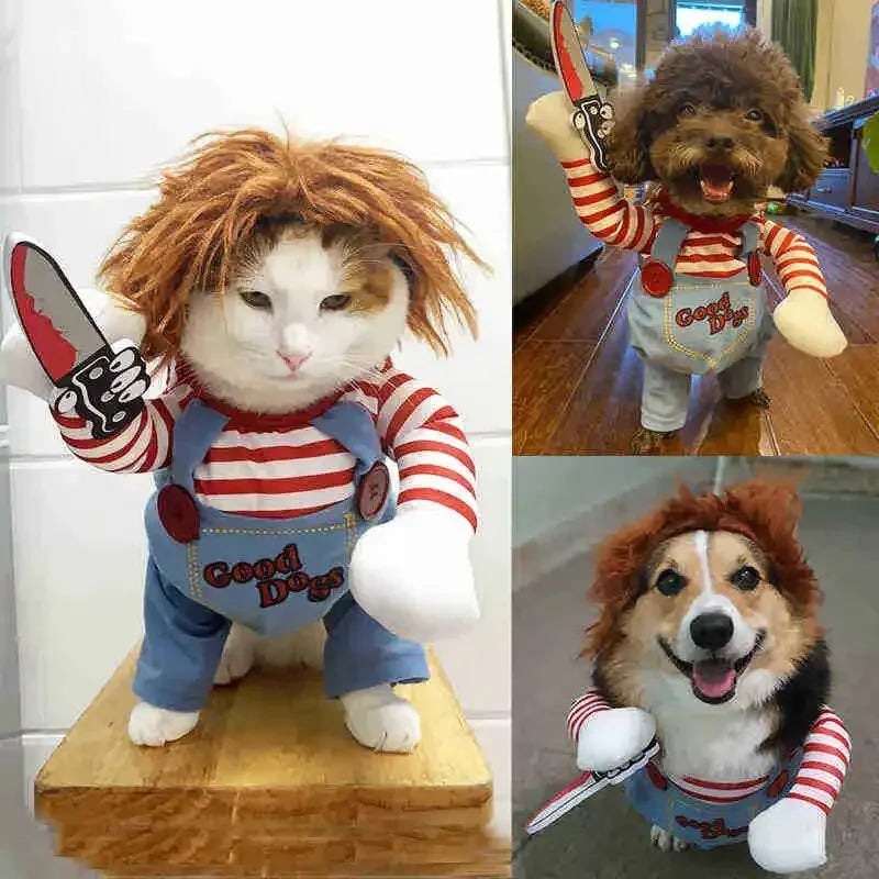Halloween Dagger Pet Transformation Dress Festival Funny Knife Holding Dog Clothes Cat Standing Dress Pet Dress Up