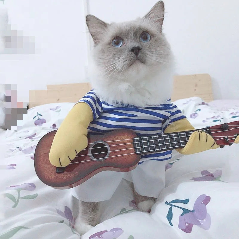 Pet Guitar Costume Funny Dog Costumes Guitarist Player Halloween Christmas Cosplay Party Dog Cat Clothes Dressing Up Outfits