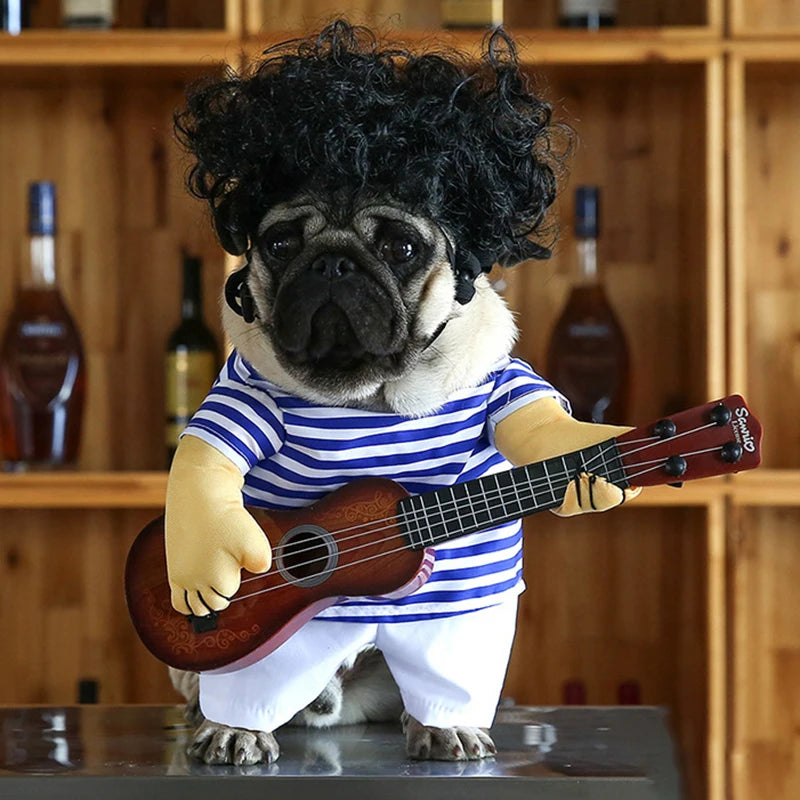Pet Guitar Costume Funny Dog Costumes Guitarist Player Halloween Christmas Cosplay Party Dog Cat Clothes Dressing Up Outfits
